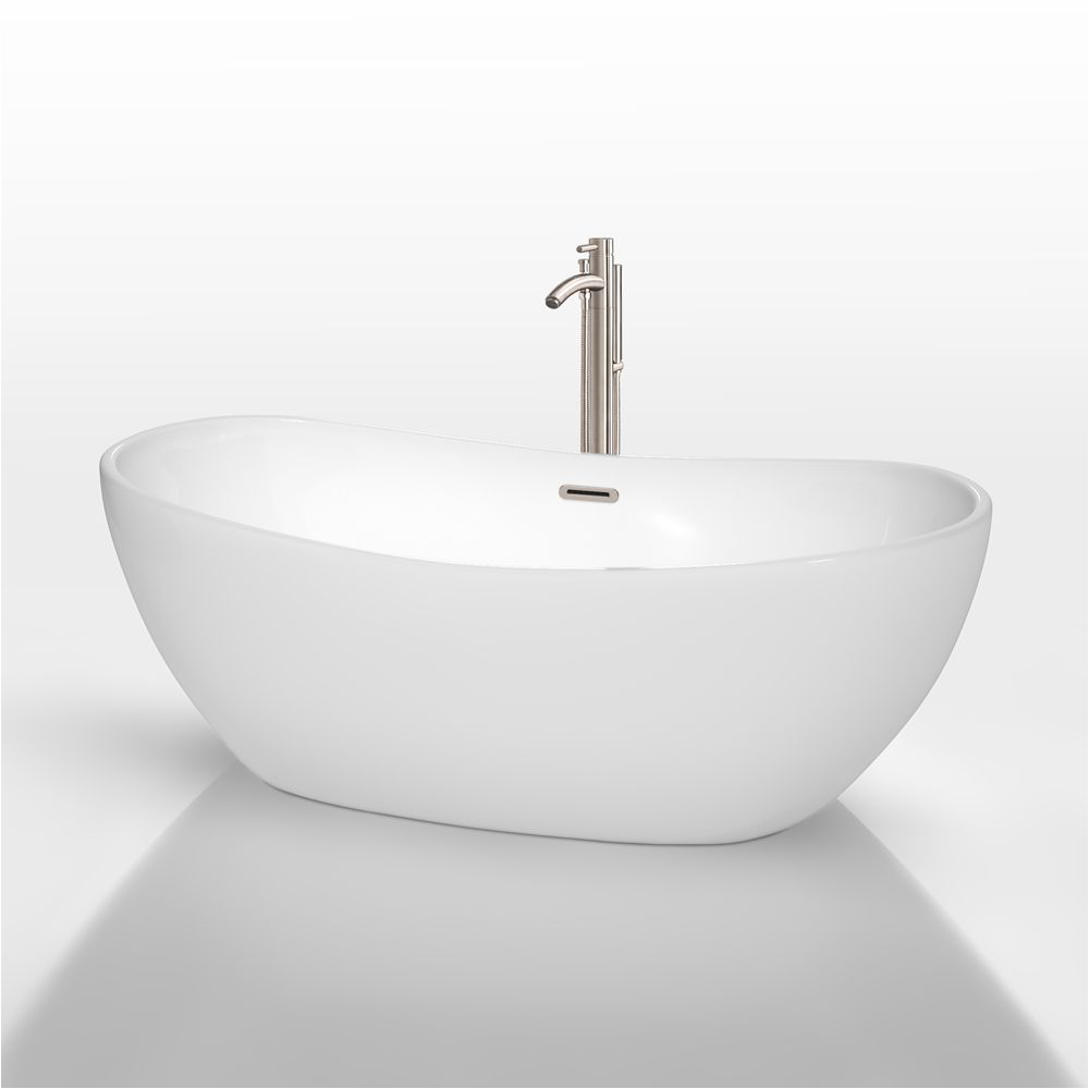 65 freestanding bathtub in white with floor mounted faucet