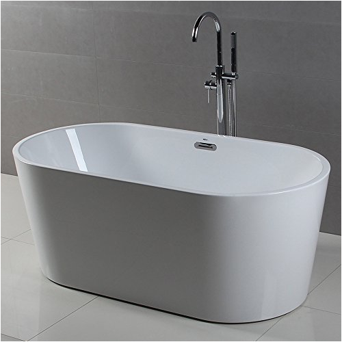 ferdy freestanding bathtub soaking bath tub stand alone tub for bathroom contemporary style high glossy acrylic white 60 gallons