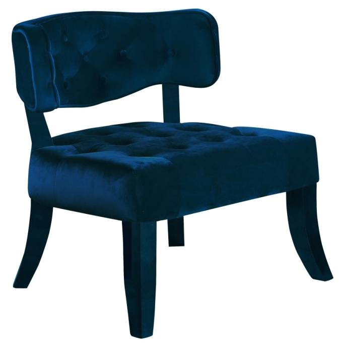 meridian furniture charlotte modern navy blue velvet accent chair set of 2