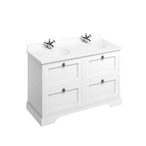 burlington double vanity unit 1300mm freestandingwhite drawers