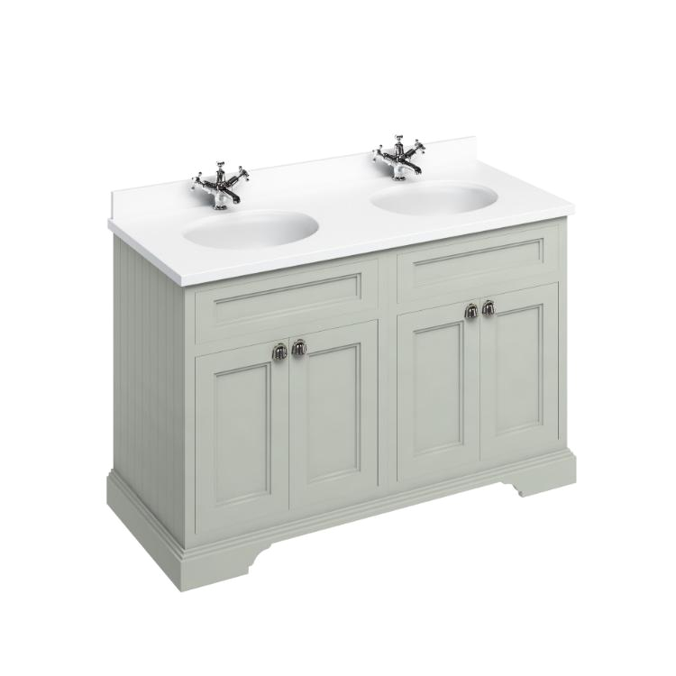 burlington olive 1300mm freestanding double vanity unit worktop and basin