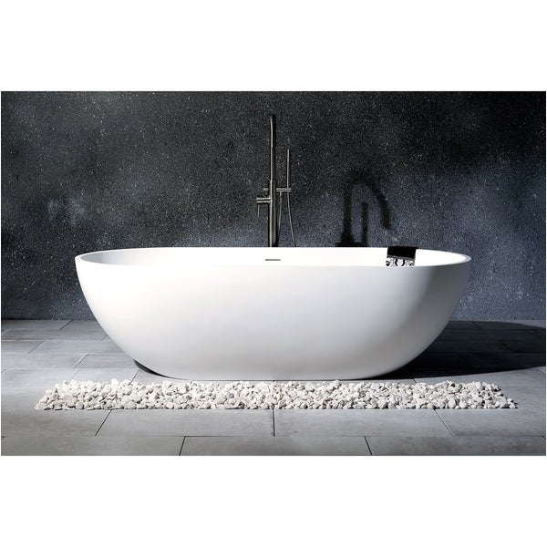 Freestanding Bathtub 70 Inch Shop Modern 70 Inch solid Surface White Stone Freestanding