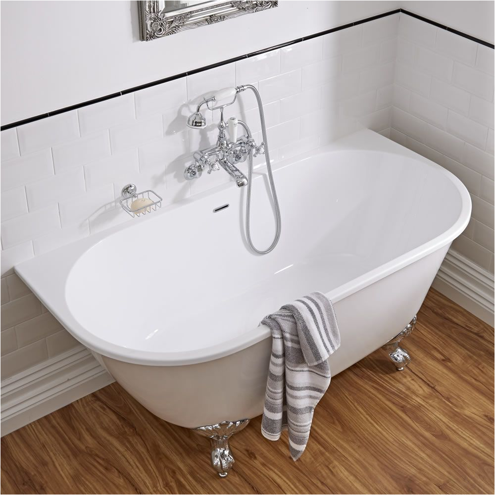 acrylic back to wall freestanding bath tub 60