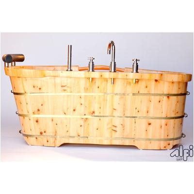 alfi brand ab1136 61 free standing cedar wood bath tub with chrome tub filler