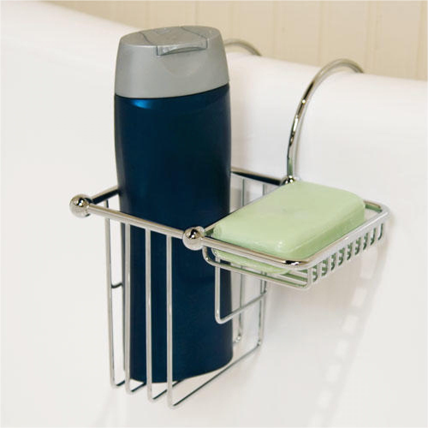 over the rim shampoo bottle and soap basket