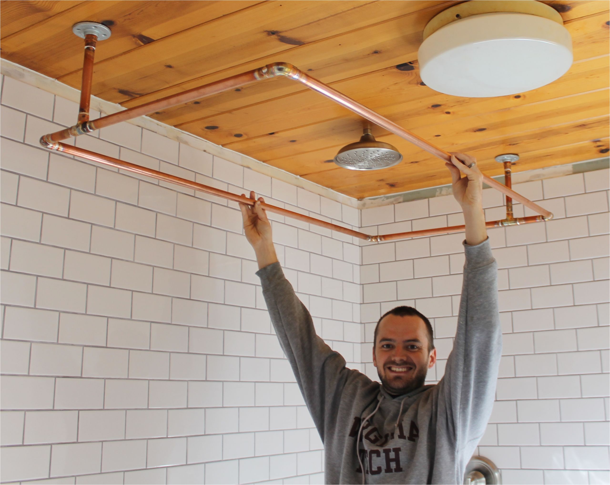 diy copper shower curtain rod