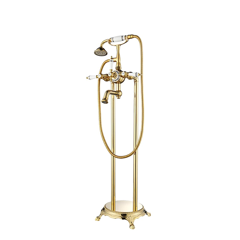 Freestanding Bathtub Faucet Gold Aliexpress Buy Luxury Modern Freestanding Dual Cross