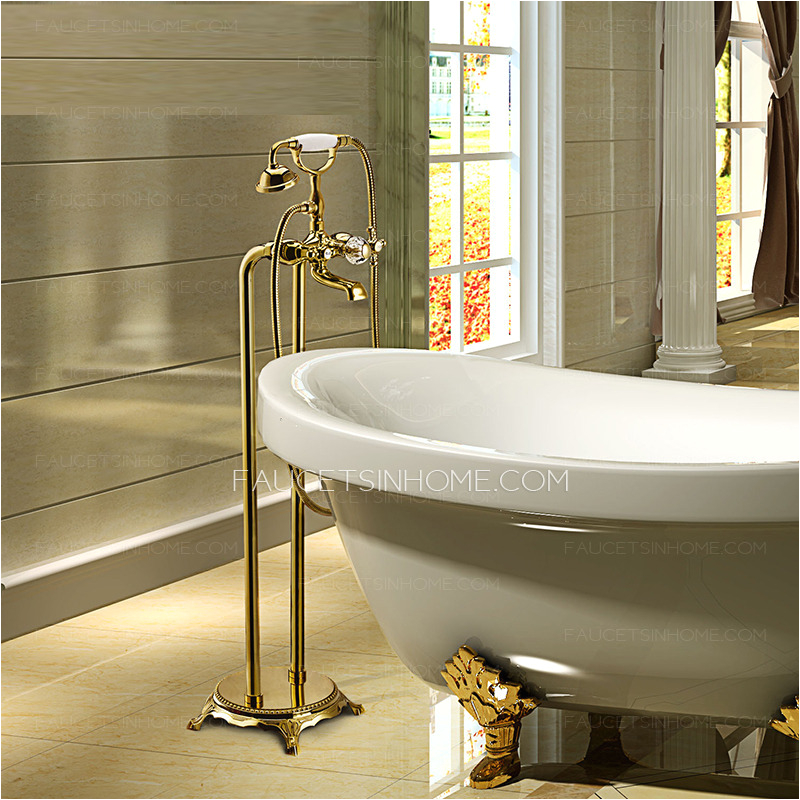 luxury golden vintage handle freestanding bahttub faucet for bathroom p 427