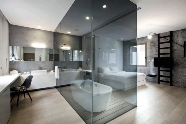 freestanding bathtub in the bedroom no clear separation of bath 1046