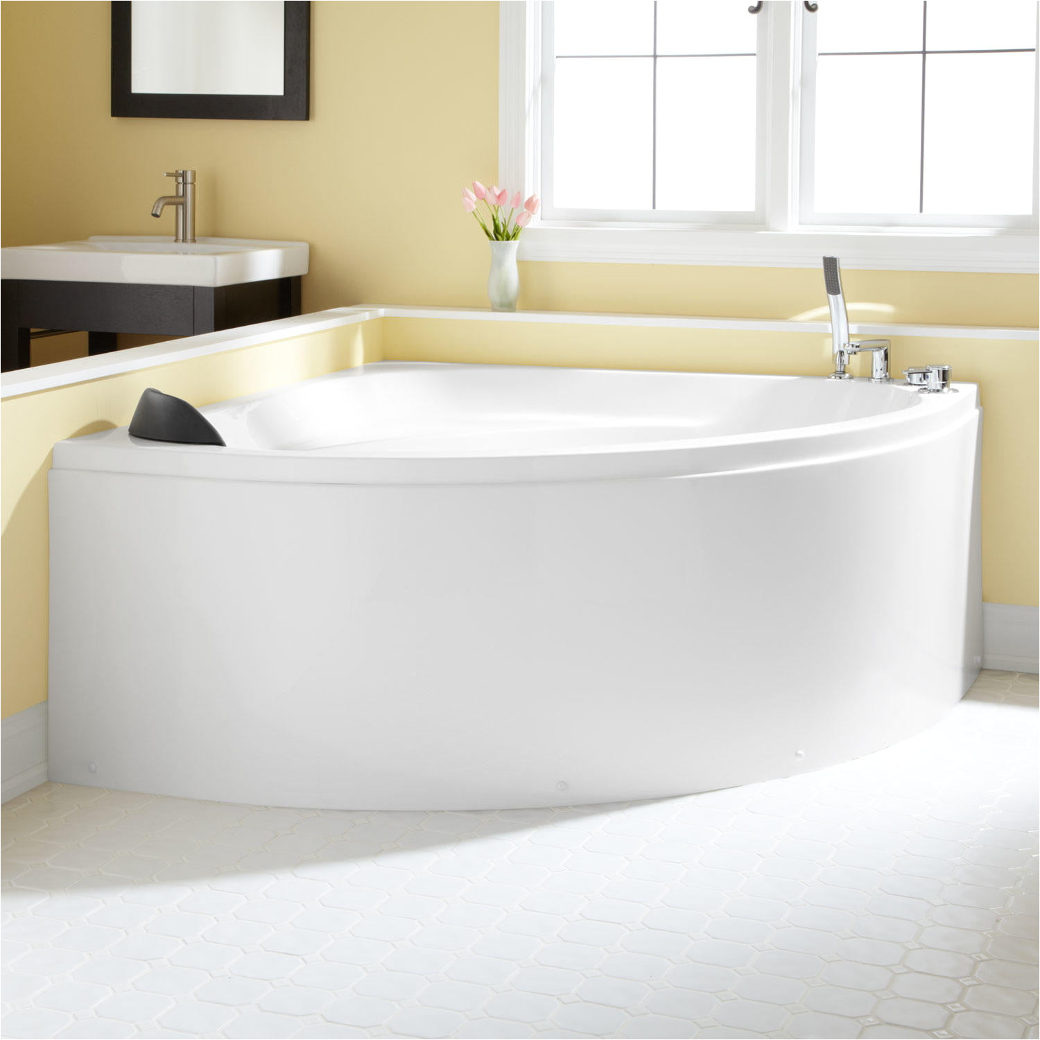56 boracay freestanding acrylic corner tub overflow white