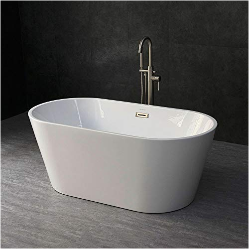 woodbridge 59 acrylic freestanding bathtub contemporary soaking tub with brushed nickel overflow and drain b 0014 bta 1514