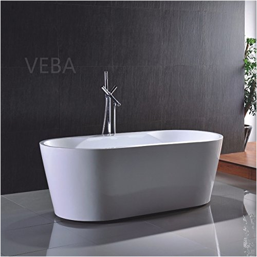 veba 55 inch freestanding tubsmall free standing acrylic bathtub with overflowdrain and hose for soaking spahigh glossy white 2