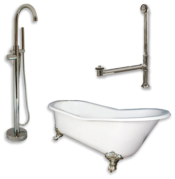 Cast Iron Slipper Tub 67 Freestanding Tub Filler Shower Chrome Package victorian bathtubs