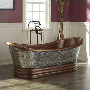 Freestanding Bathtub Pros and Cons Signature Hardware 68" Constantine Mosaic Copper Double