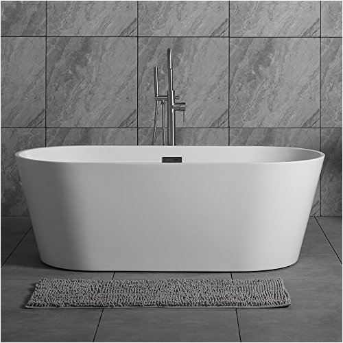 woodbridge 59 acrylic freestanding bathtub contemporary soaking tub with brushed nickel overflow and drain b 0014 bta 1514