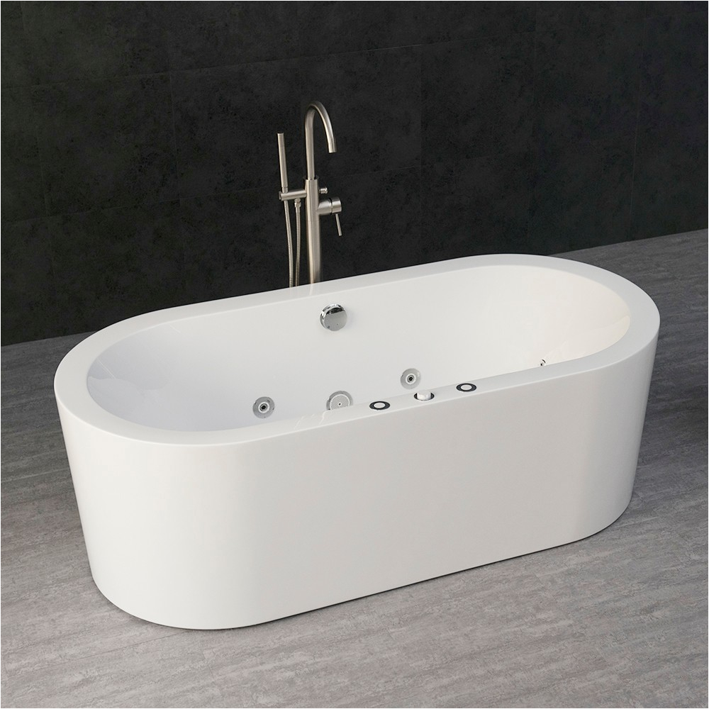 Freestanding Bathtubs with Air Jets Woodbridge 67" X 32" Whirlpool Water Jetted and Air Bubble