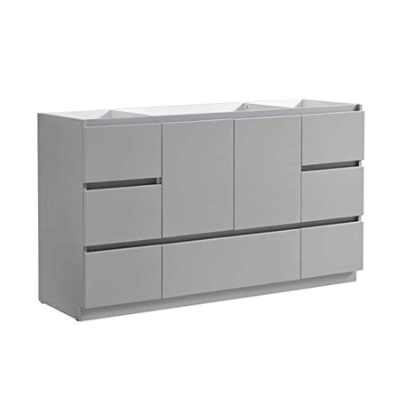 Freestanding Grey Bathroom Storage Fresca Lazzaro 60" Gray Free Standing Single Sink Modern