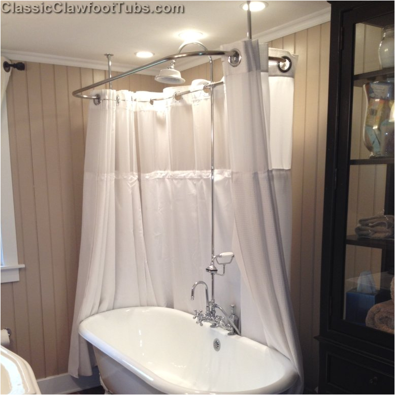 deckmount clawfoot tub shower enclosure bo set