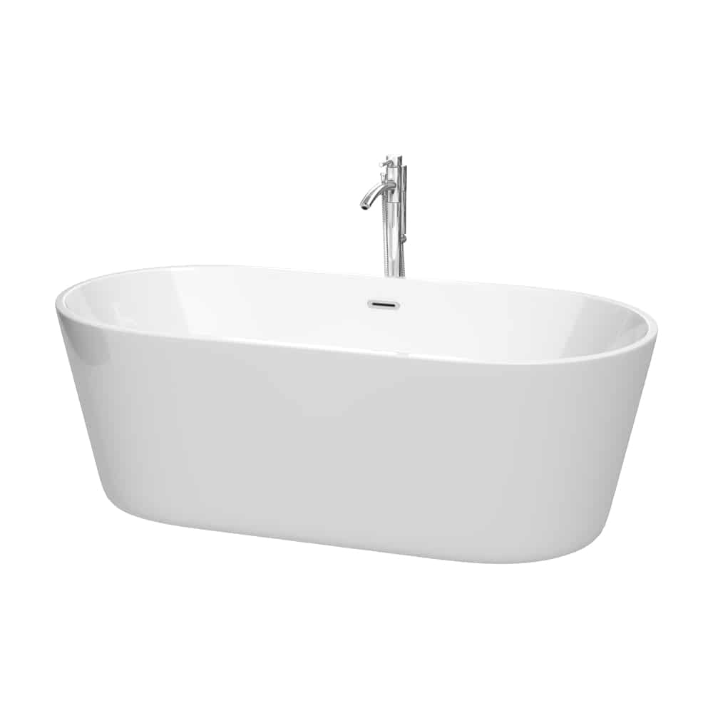 Freestanding Tub Faucet and Drain Carissa 67" Freestanding Bathtub In White with Floor
