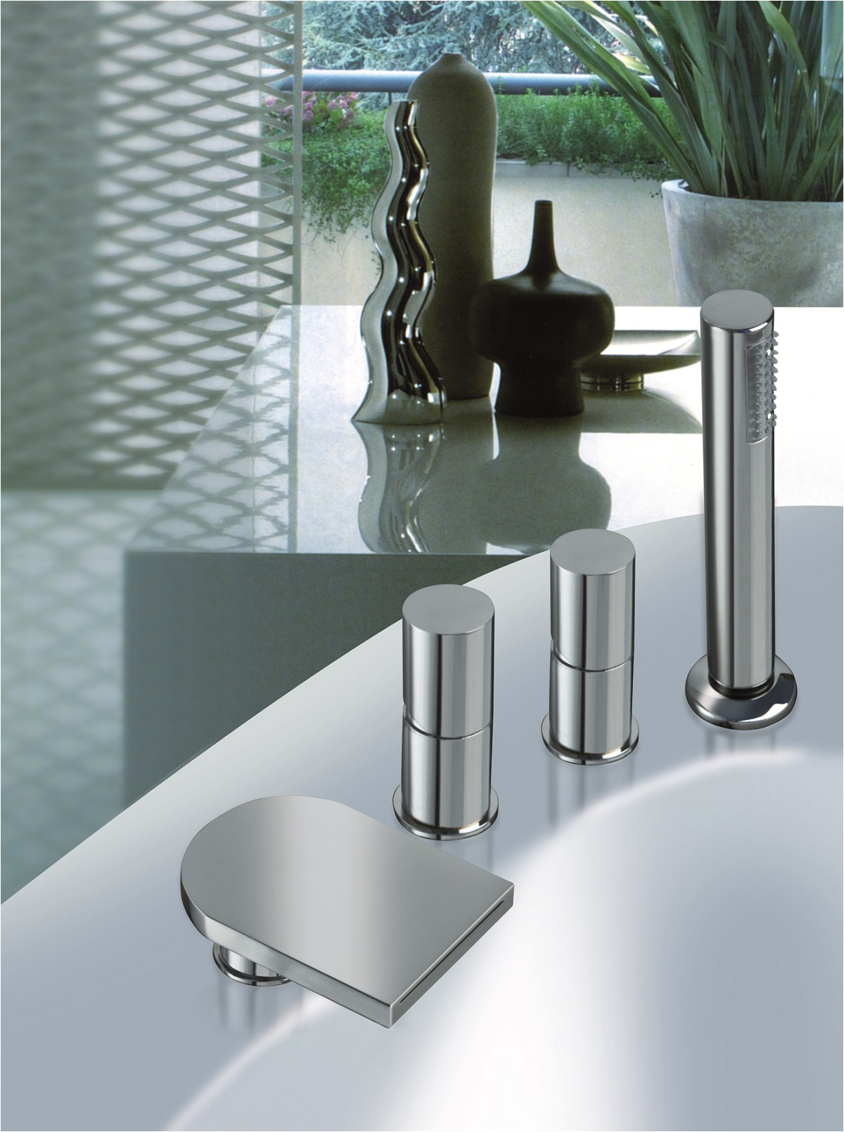 aquatica italia faucet deck mounted tub filler chrome