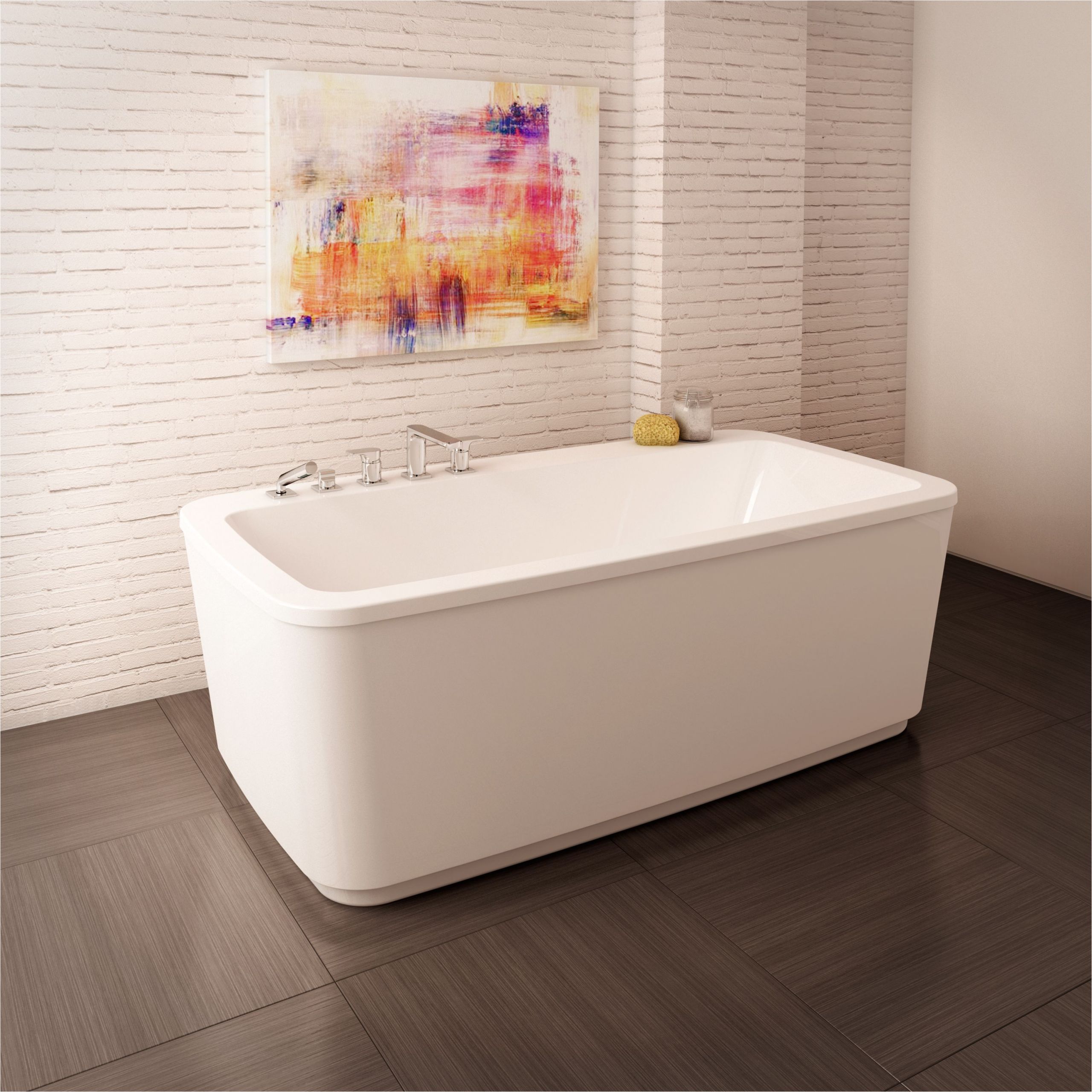 freestanding tub with deck mount faucet