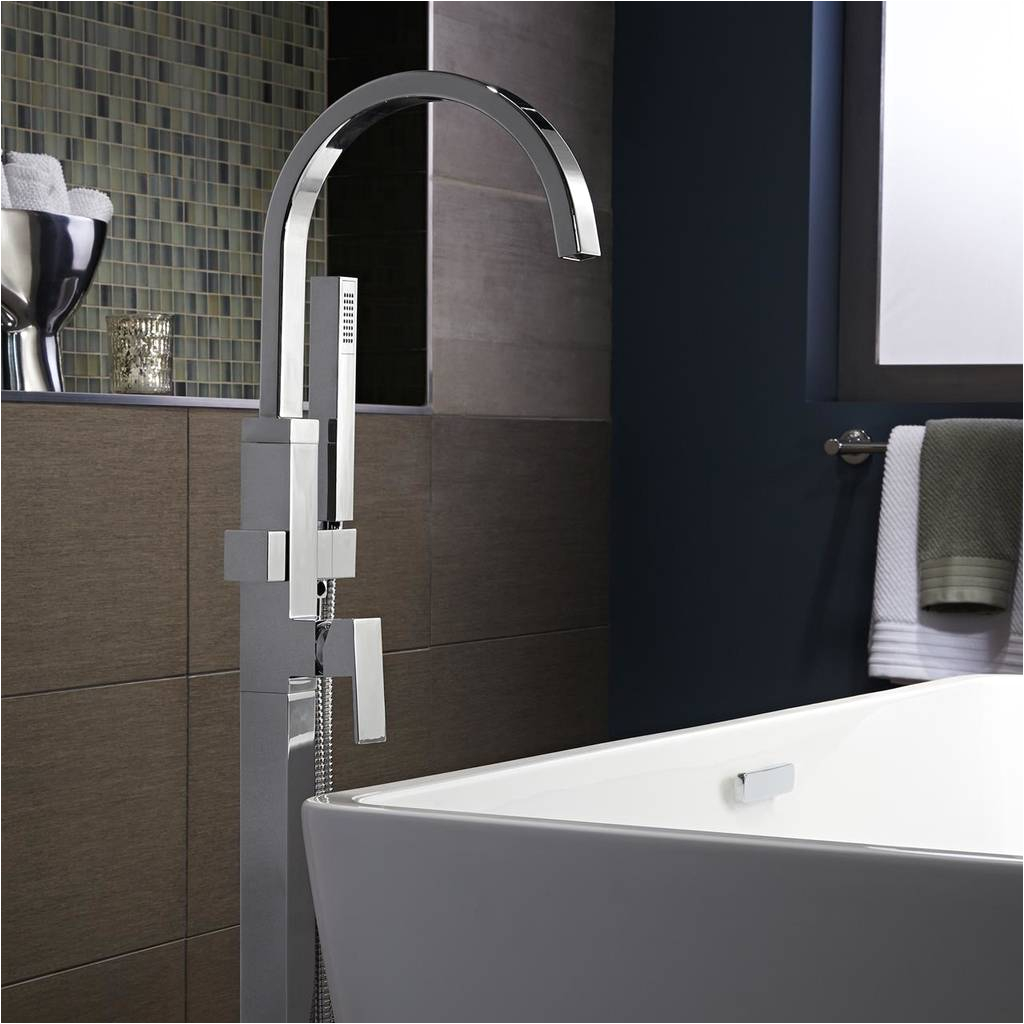 contemporary square freestanding tub faucet