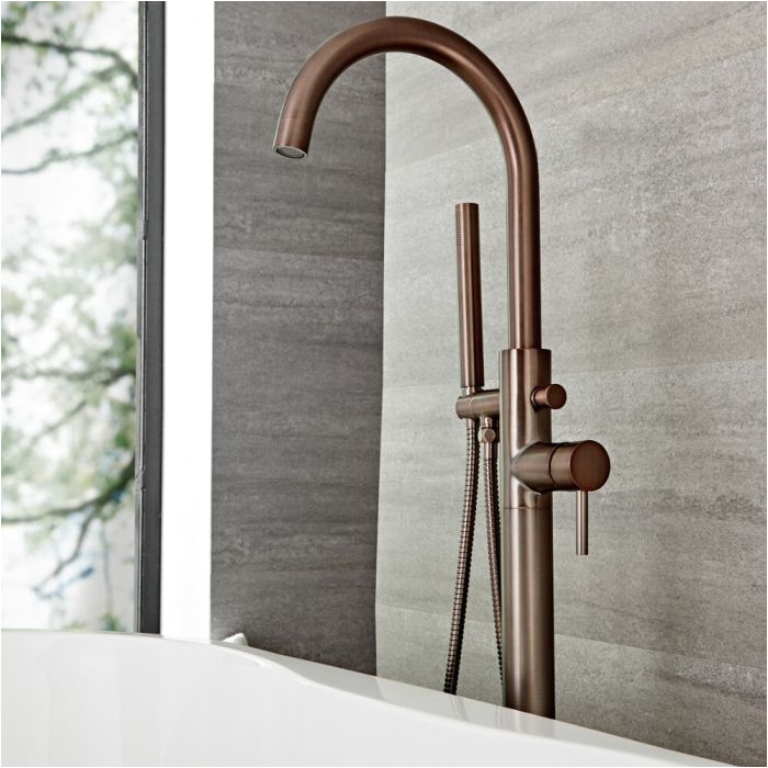 quest oil rubbed bronze freestanding tub faucet with hand shower