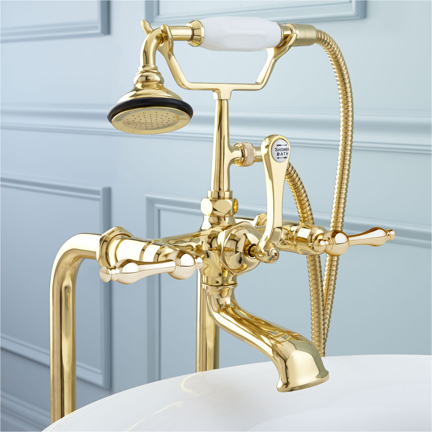 Freestanding Tub Faucets with Valve Freestanding Telephone Tub Faucet with Supplies Valves and