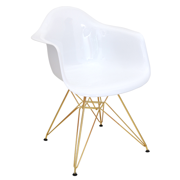 Gold and White Accent Chair Mid Century Modern Neo Flair Accent Chair In White and