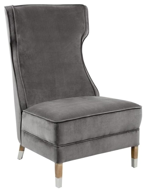 Accent High Back Wing Chair Gray armchairs and accent chairs