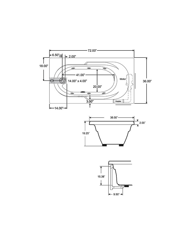 home jacuzzi dimensions