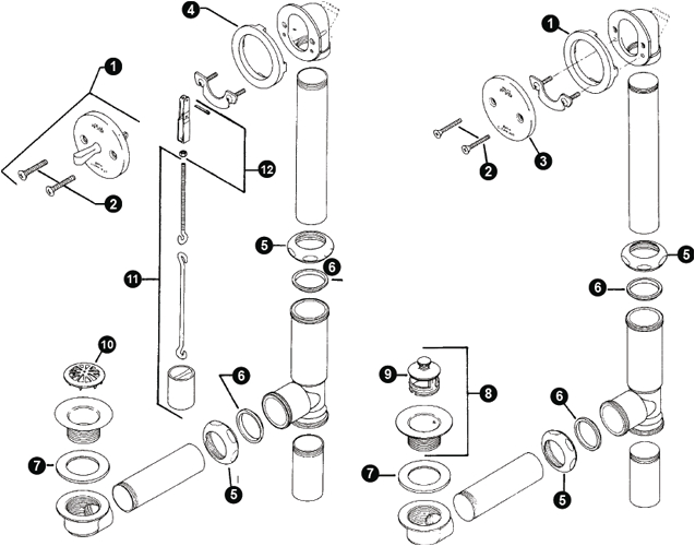 bathtub drain parts