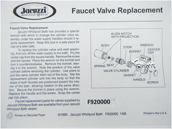 Jacuzzi Bathtub Manual Jacuzzi F Rainbow Faucet Valve Replacement