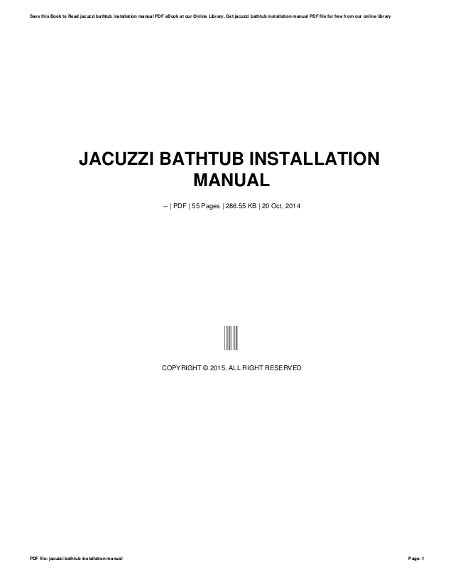 jacuzzi bathtub installation manual