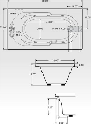 home jacuzzi dimensions