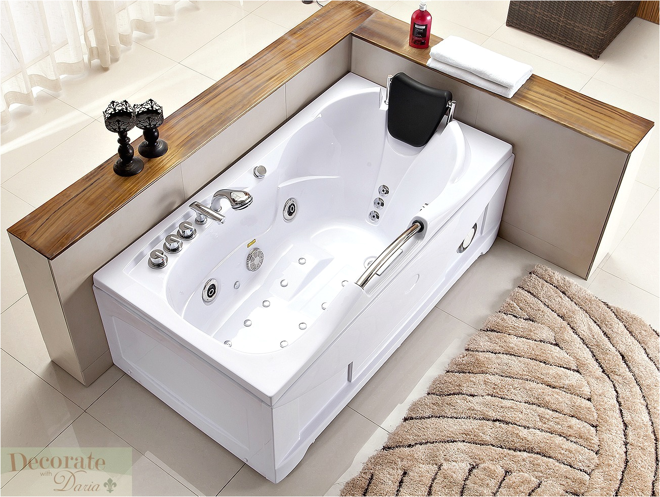 Jetted Heated Bathtub 60" White Bathtub Whirlpool Jetted Hydrotherapy 19 Massage