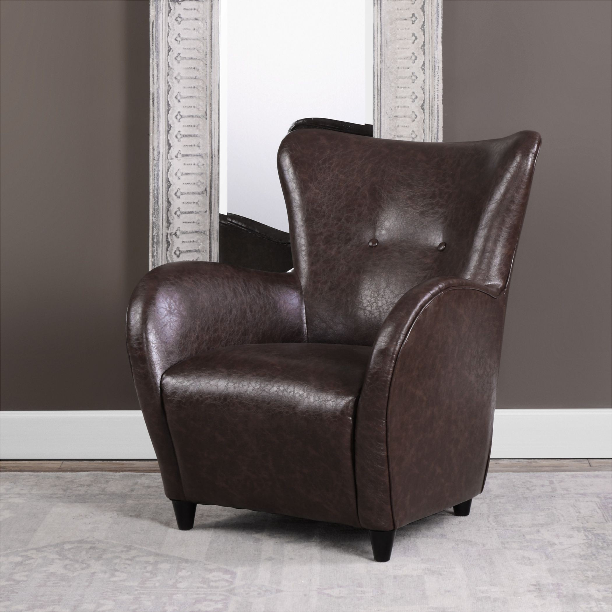 Jollene Leather Accent Chair Lyric Brown Leather Accent Chair Uttermost