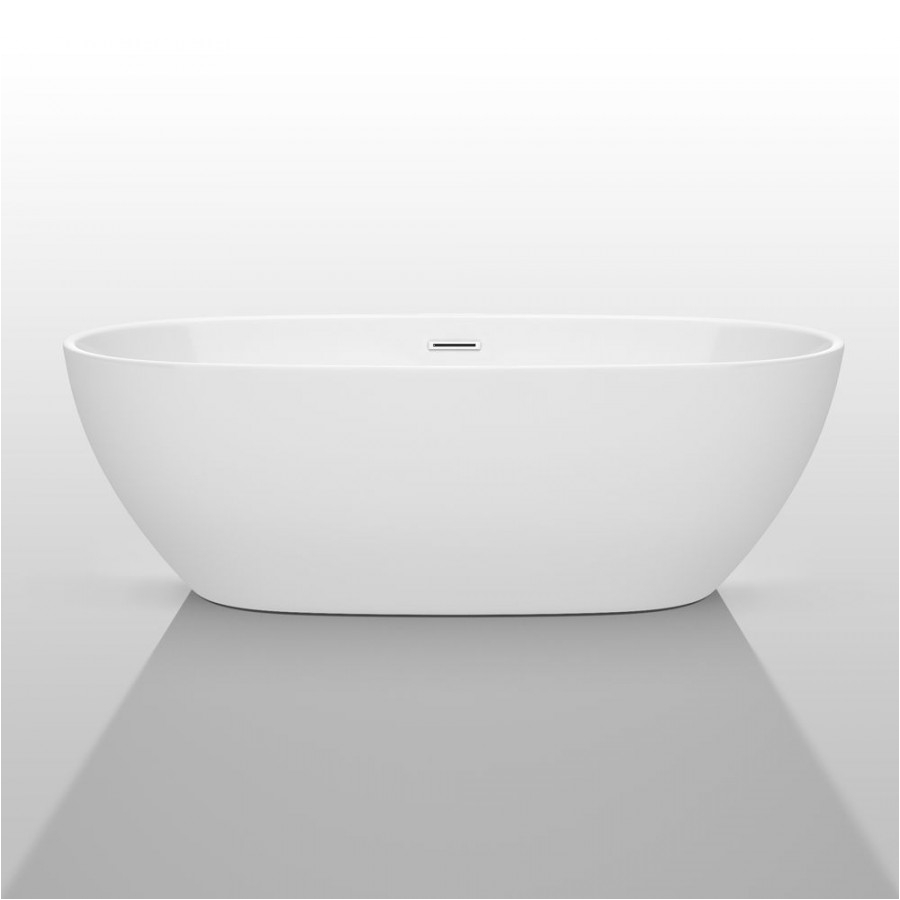 wyndham collection wcbtk juno 71 inch freestanding bath tub in white with polished chrome drain and overflow trim