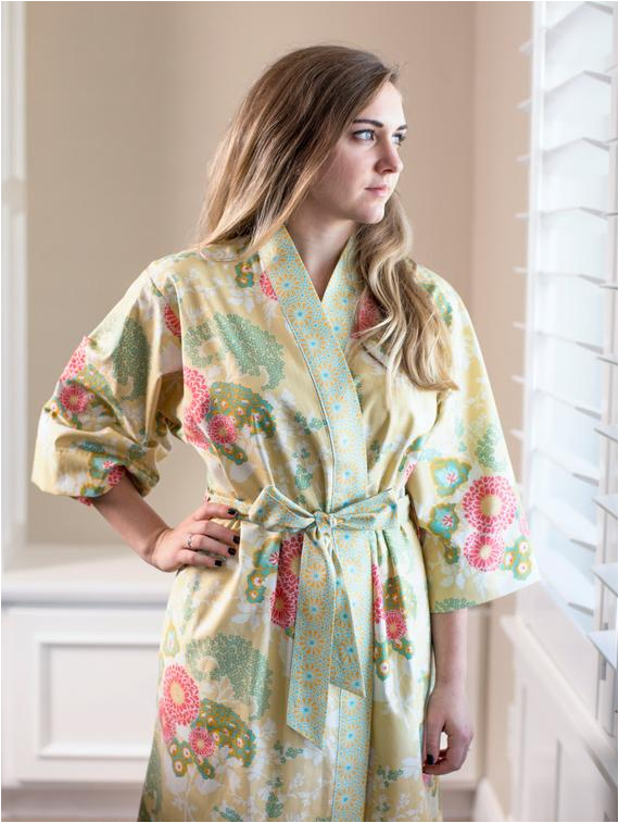 womens long lined robe kimono robe plus