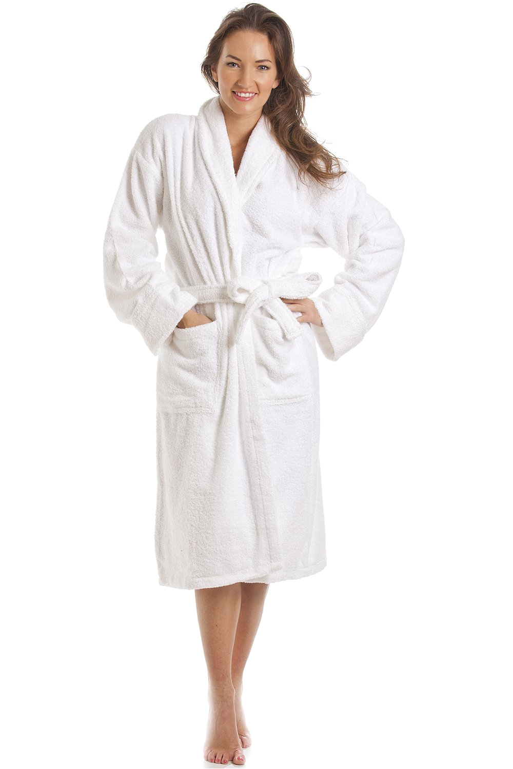 Ladies Bathrobes towelling Womens White towelling Bath Robe