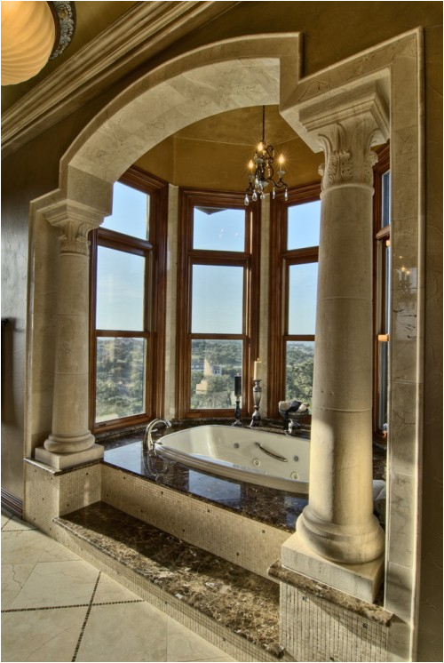 tub with view pillared bathtub alcove