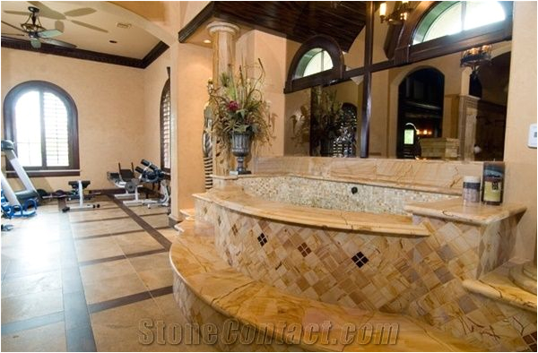 teakwood marble tub surround