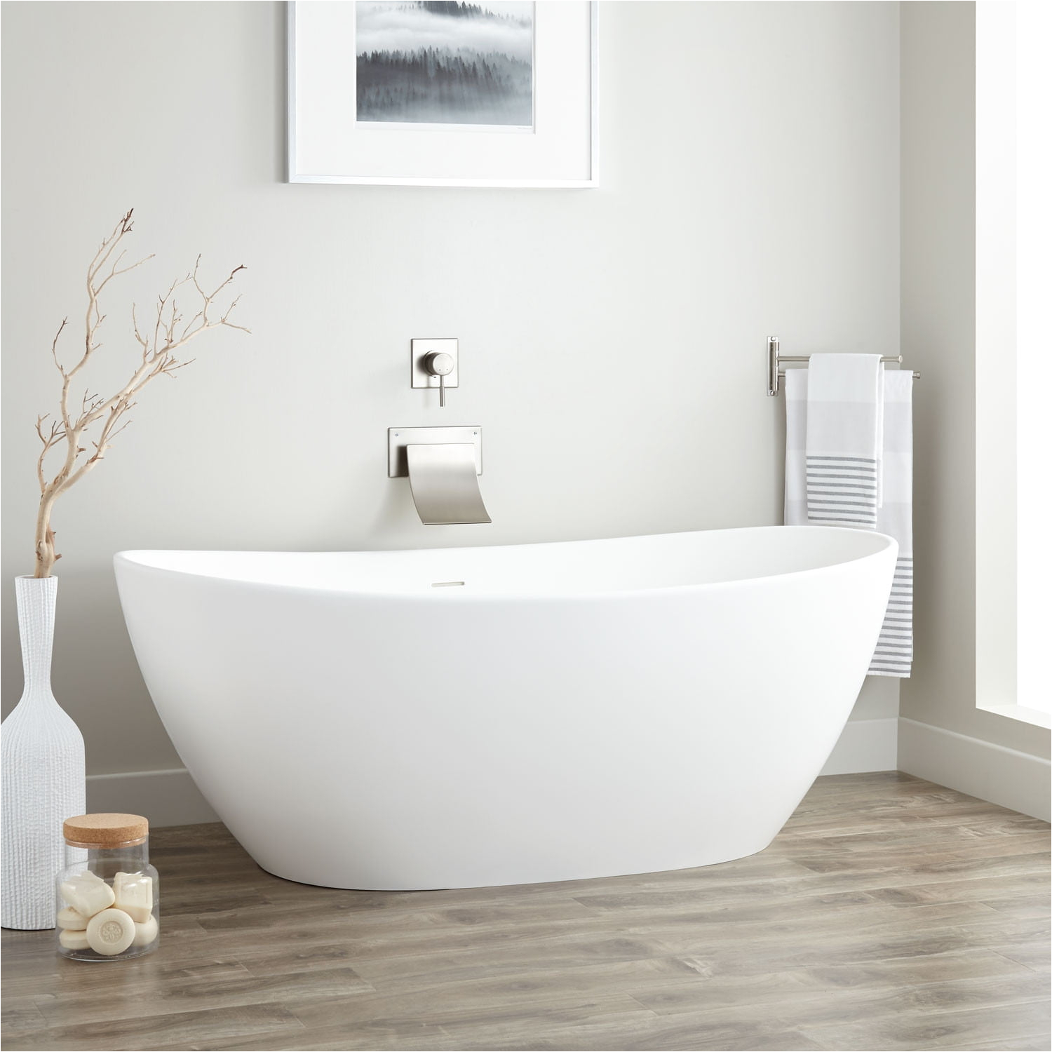64 lacota freestanding resin tub with overflow includes drain white matte