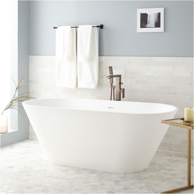 Matte White Freestanding Bathtub 68" oria Resin Freestanding Tub Matte Finish Bathroom