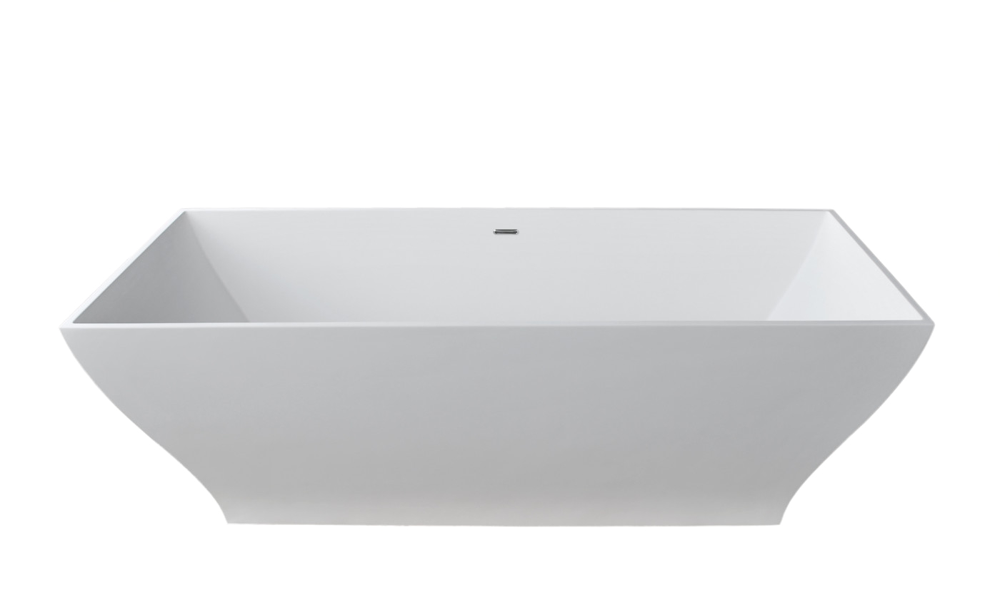 crema 5 9 ft man made stone center drain freestanding bathtub in matte white