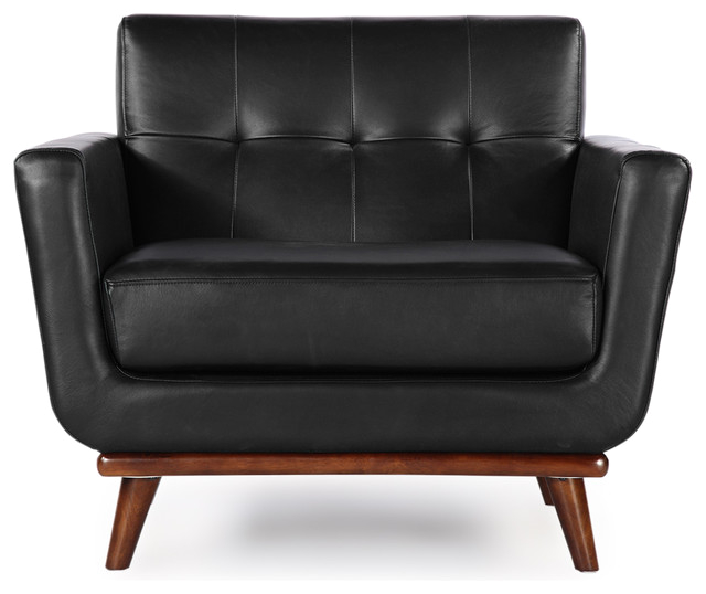 Kar l Jackie Mid Century Modern Classic Chair Black Aniline Leather modern armchairs and accent chairs