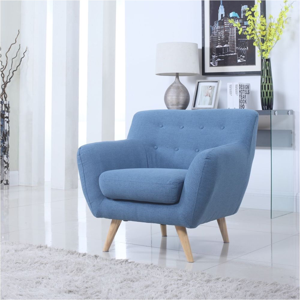 Mid Century Modern Leather Accent Chair Mid Century Blue Modern Tufted button Accent Chair Living