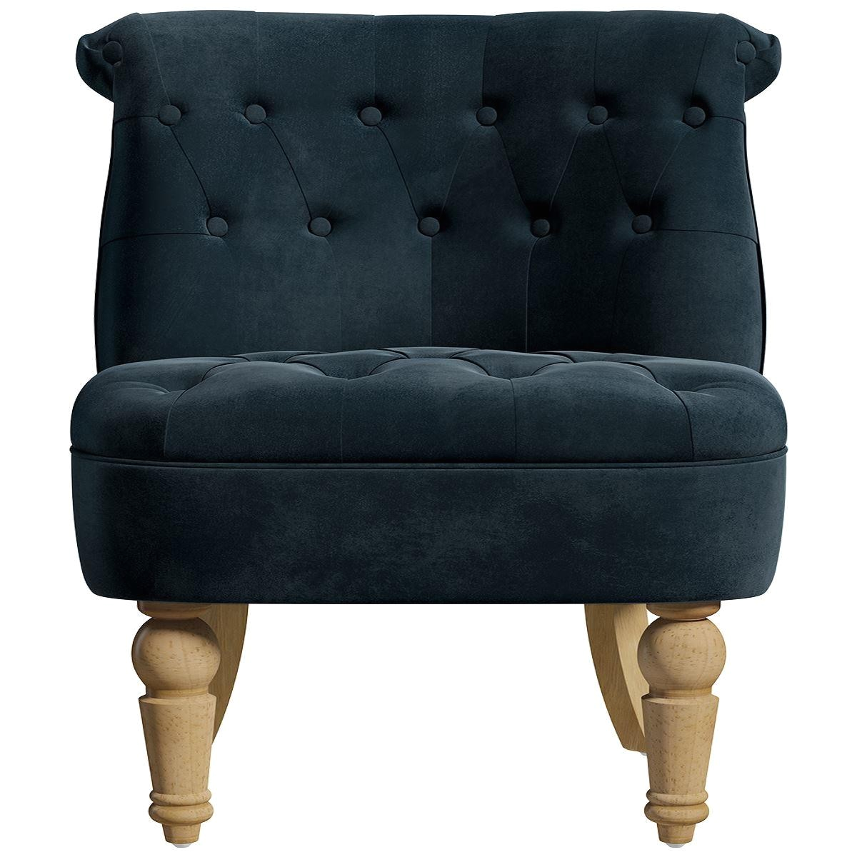 birlea grace velvet fabric midnight blue easy accent snuggle arm chair