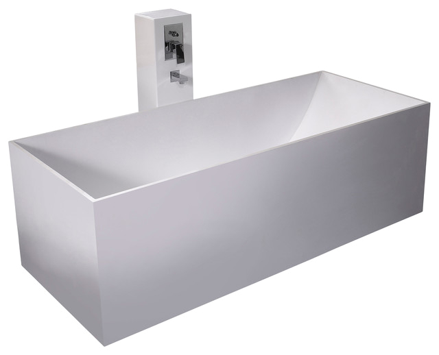 ADM White Stand Alone Solid Surface Stone Resin Bathtub Matte contemporary bathtubs