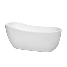 prgaret 5 feet 6 inch freestanding bathtub with brushed nickel drain and overflow trim